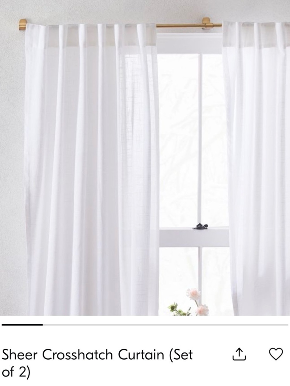 NEW West Elm Sheer Crosshatch Curtain Panels - off White